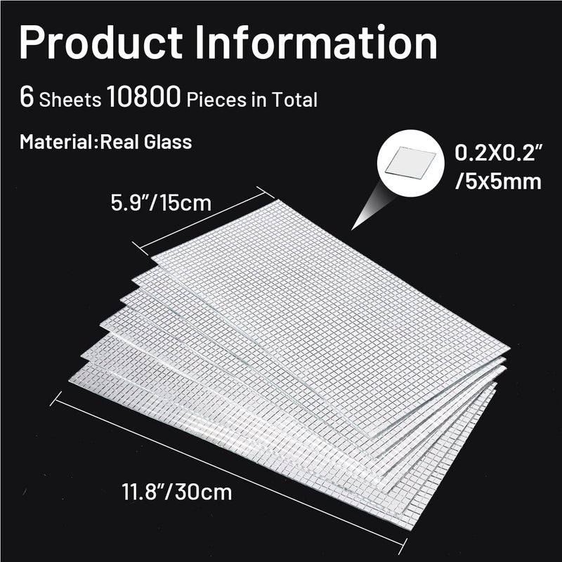 PP OPOUNT 10800 PCS Disco Tiles, 5 x 5 mm Self-Adhesive Glass Mirror Tiles for Craft Decoration, Mini Mosaic Tiles for Art Collage, Indoor Outdoor Decoration(Silver) - Image 3